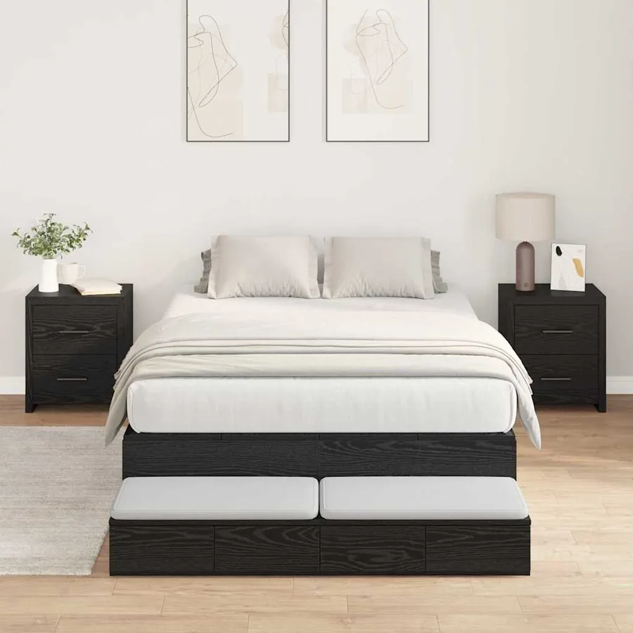 Cadre de lit avec rangement Chêne noir 120 cm Bois d'ingénierie