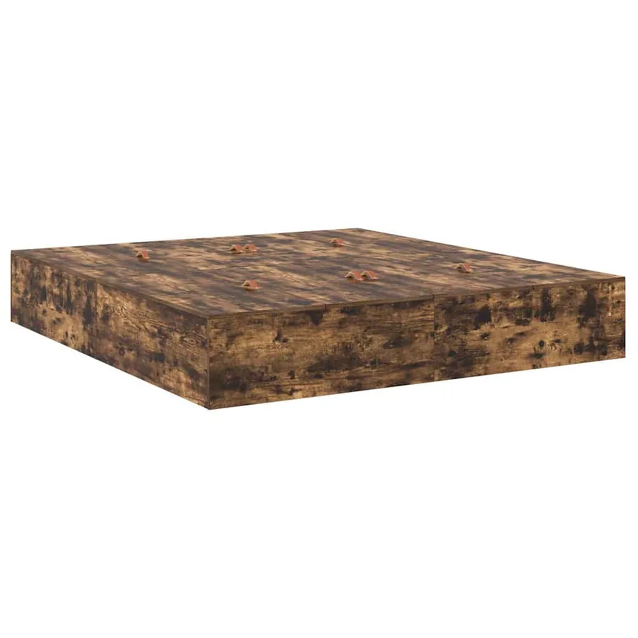 Cadre de lit avec rangement Chêne fumé 200 x 200 cm - 5