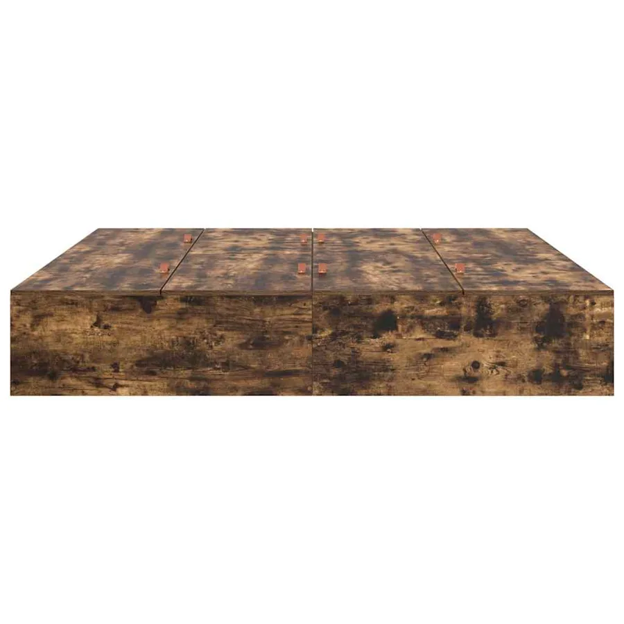 Cadre de lit avec rangement Chêne fumé 200 x 200 cm - 6