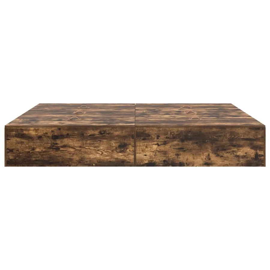 Cadre de lit avec rangement Chêne fumé 200 x 200 cm - 7