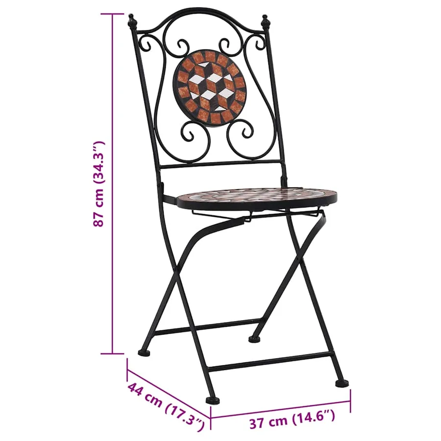 Chaises de bistrot mosaïque 2 pcs Marron Céramique - 11