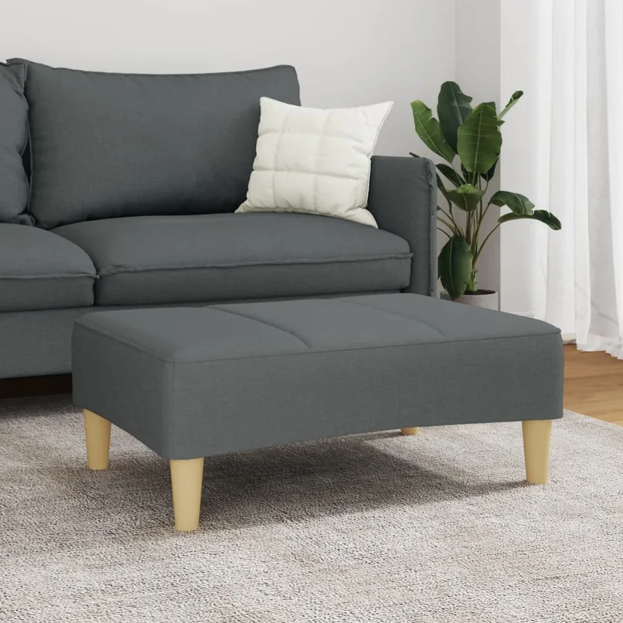 Repose-pied gris foncé 77x55x31 cm tissu - 3