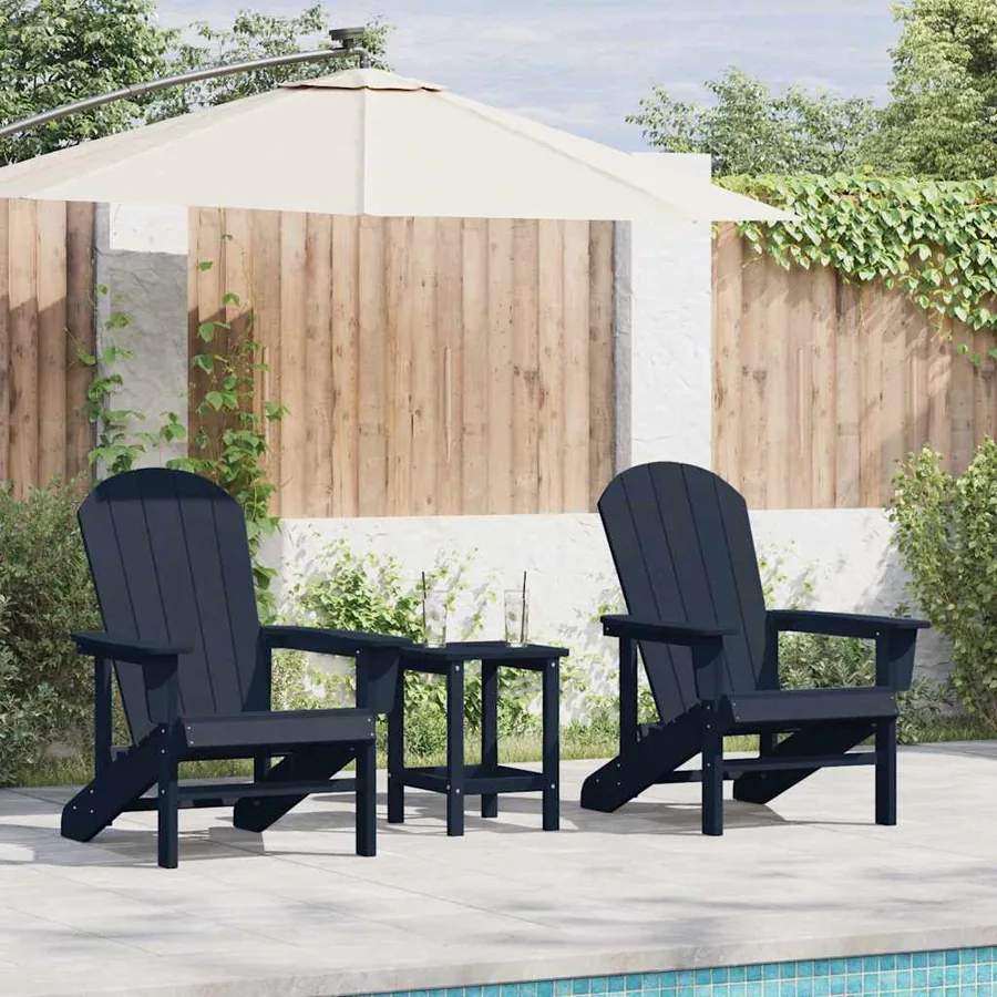 Chaise de jardin 3 pcs Bleu marine Polyéthylène