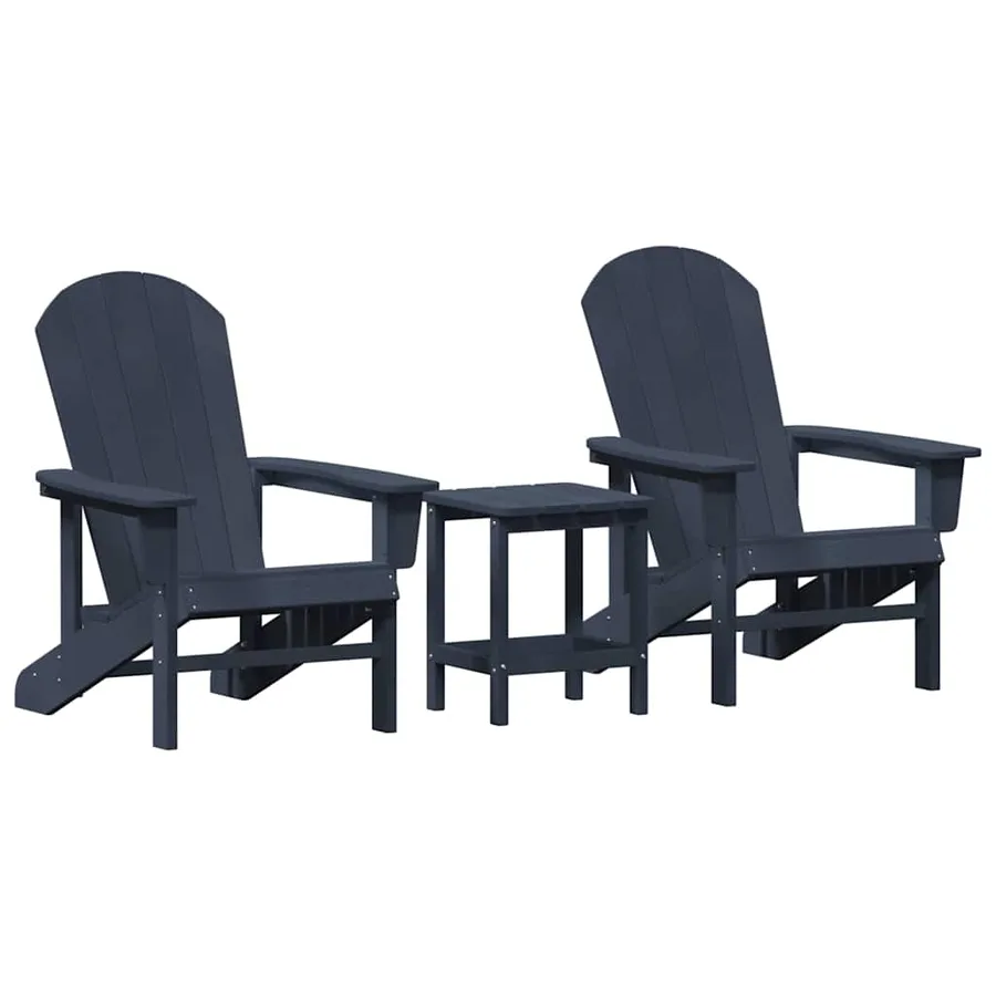 Chaise de jardin 3 pcs Bleu marine Polyéthylène - 2