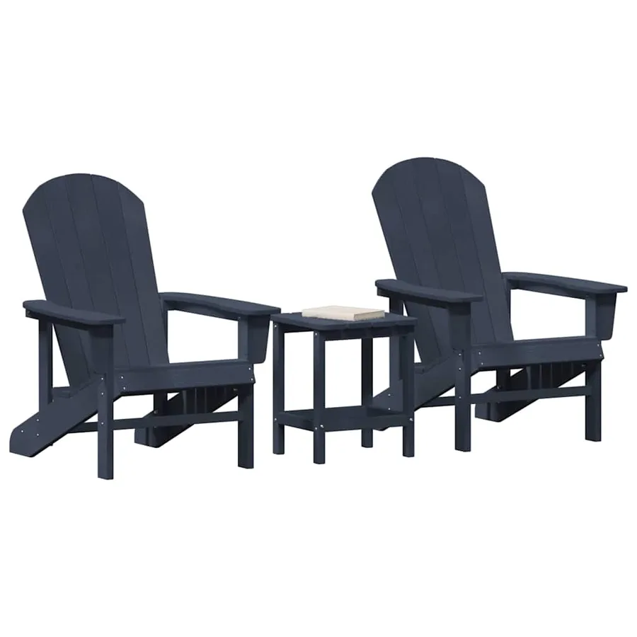 Chaise de jardin 3 pcs Bleu marine Polyéthylène - 3