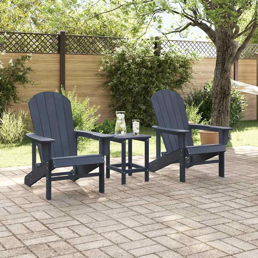 Chaise de jardin 3 pcs Bleu marine Polyéthylène - 4