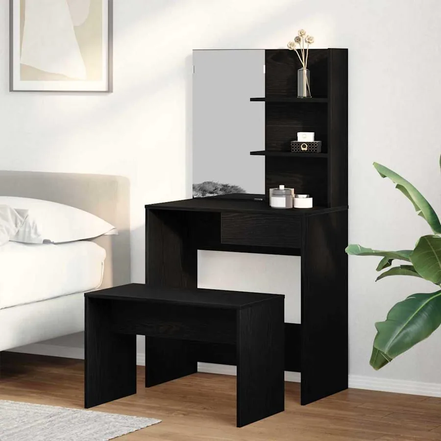 Ensemble de Coiffeuse 2 pcs Chêne noir Bois d'ingénierie