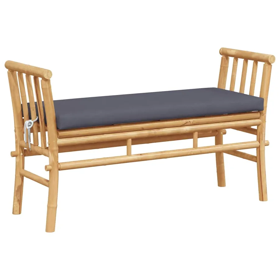 Banc de jardin avec coussin Marron 110 x 38 x 65cm Bambou - 2