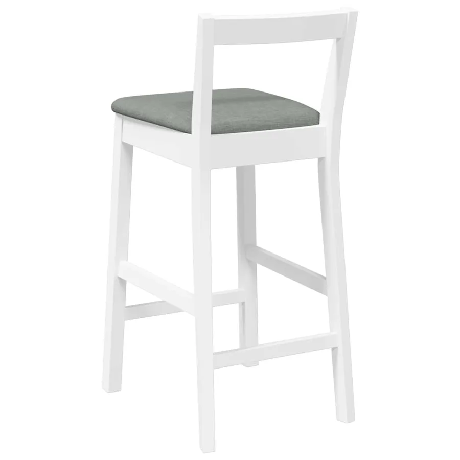 Tabourets de bar avec coussins (lot de 2) en bois massif blanc et caoutchouc - 7