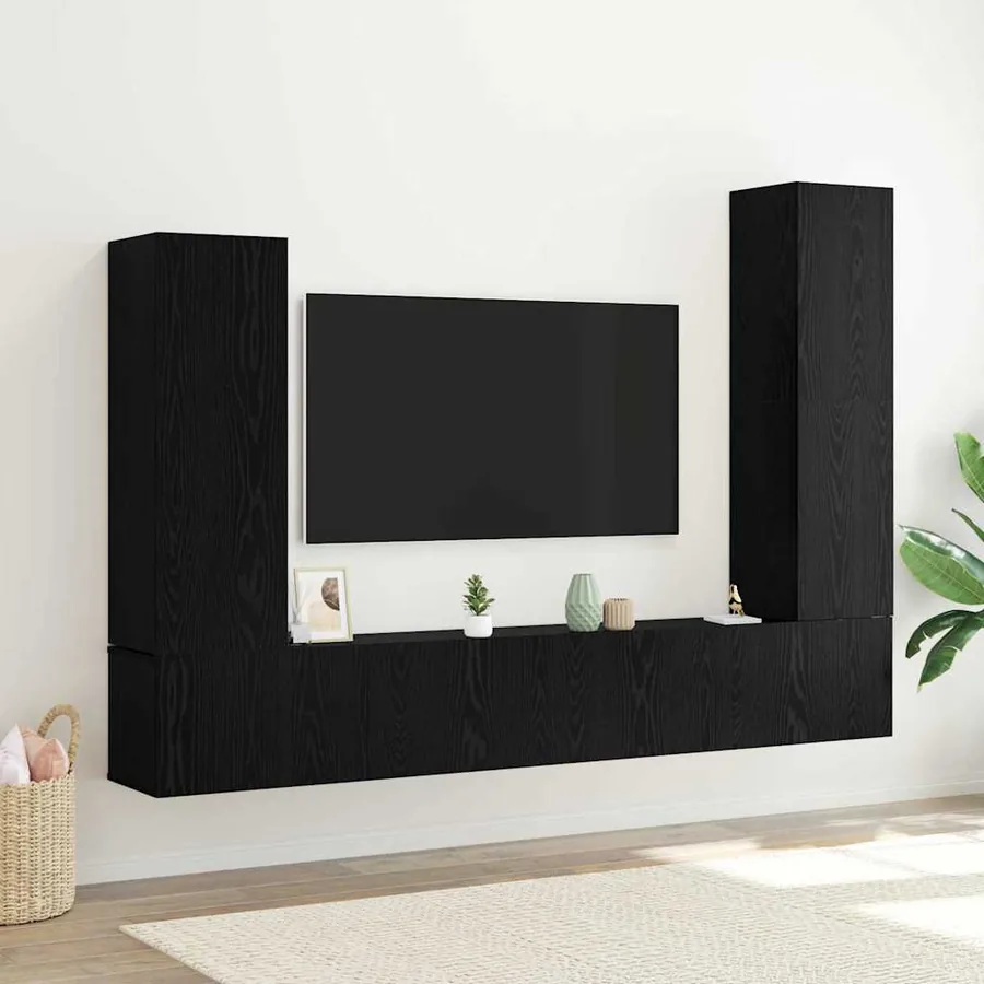 Ensemble meuble TV 4 pcs Chêne noir Bois d'ingénierie