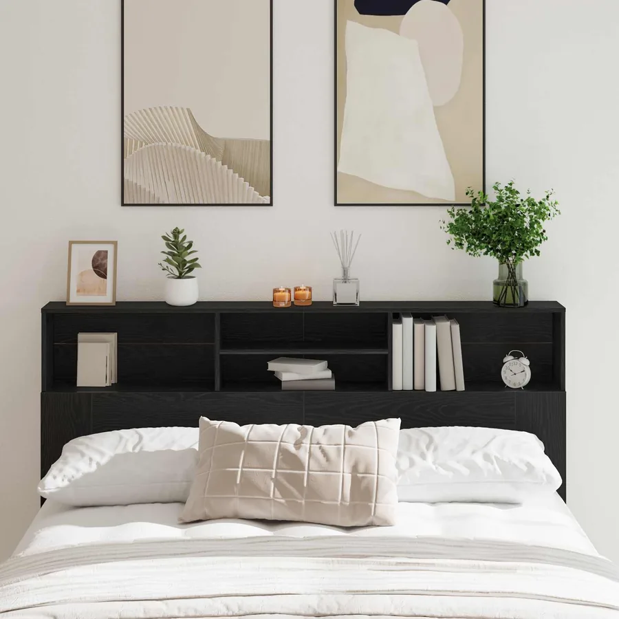 Cabinet de Tête de Lit Chêne noir 180 x 19 x 103,5 cm