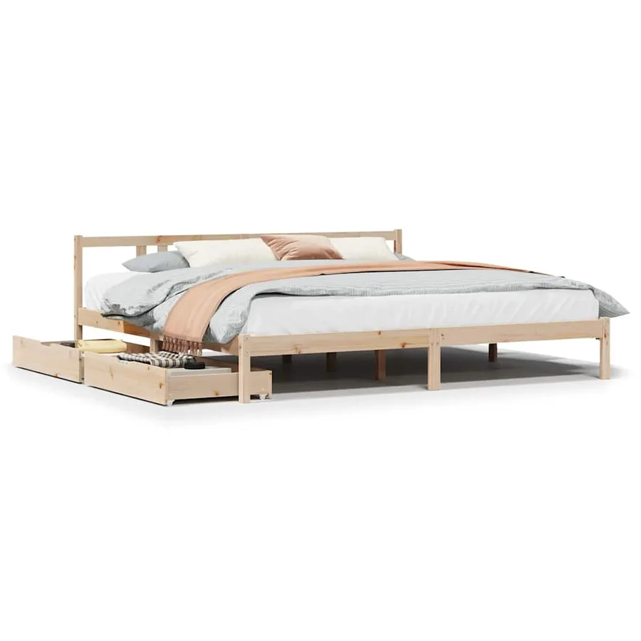 Cadre de lit sans matelas 180x200 cm bois massif de pin - 2