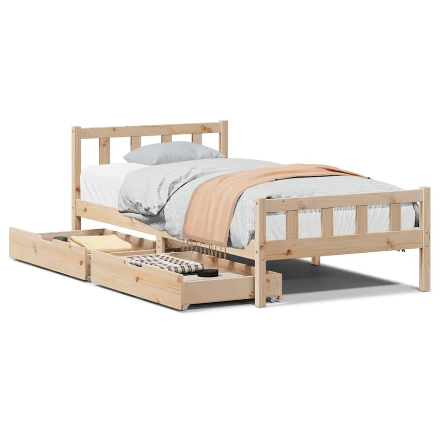 Cadre de lit sans matelas 90x190 cm bois de pin massif - 2