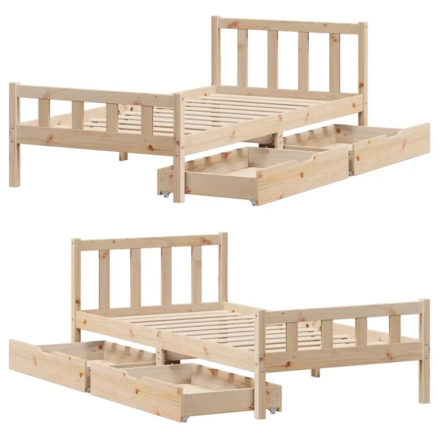 Cadre de lit sans matelas 90x190 cm bois de pin massif - 9