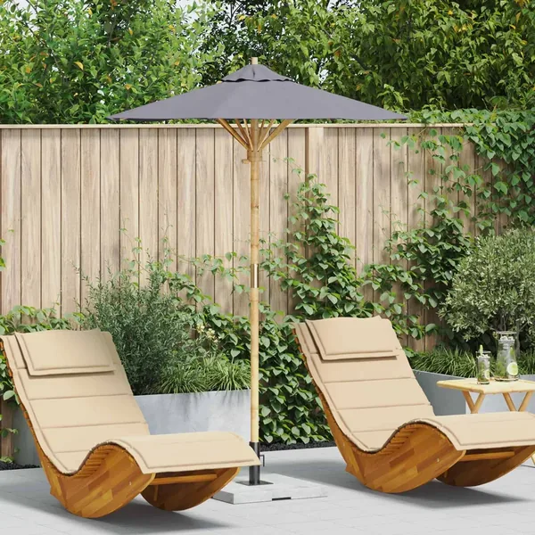 Parasol de jardin Gris foncé Ø 150 x 210 cm Bambou