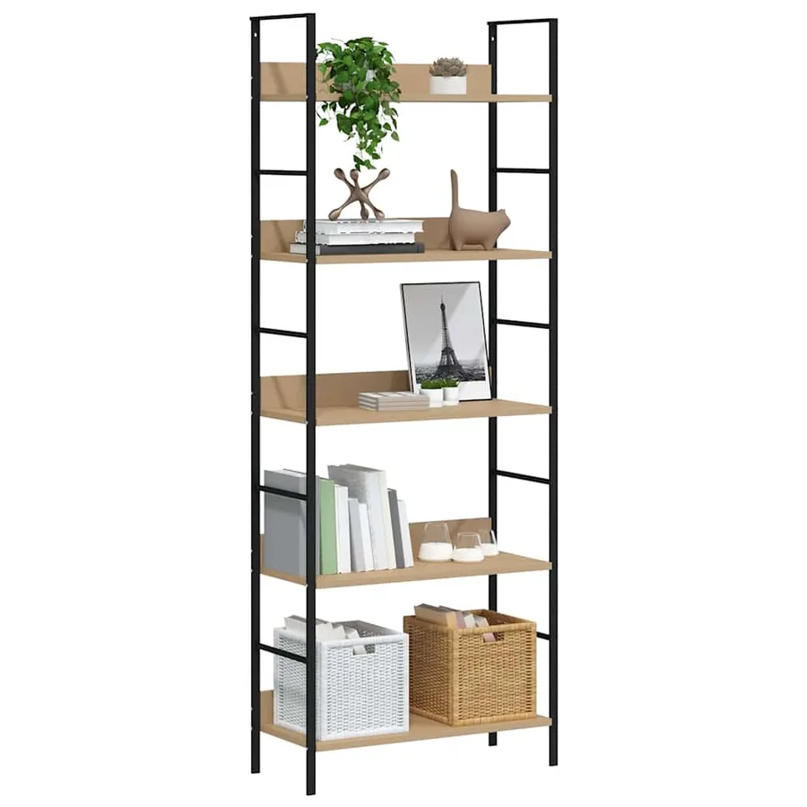 Bibliothèque à 5 niveaux chêne 60x27,6x158,5 cm bois ingénierie - 3