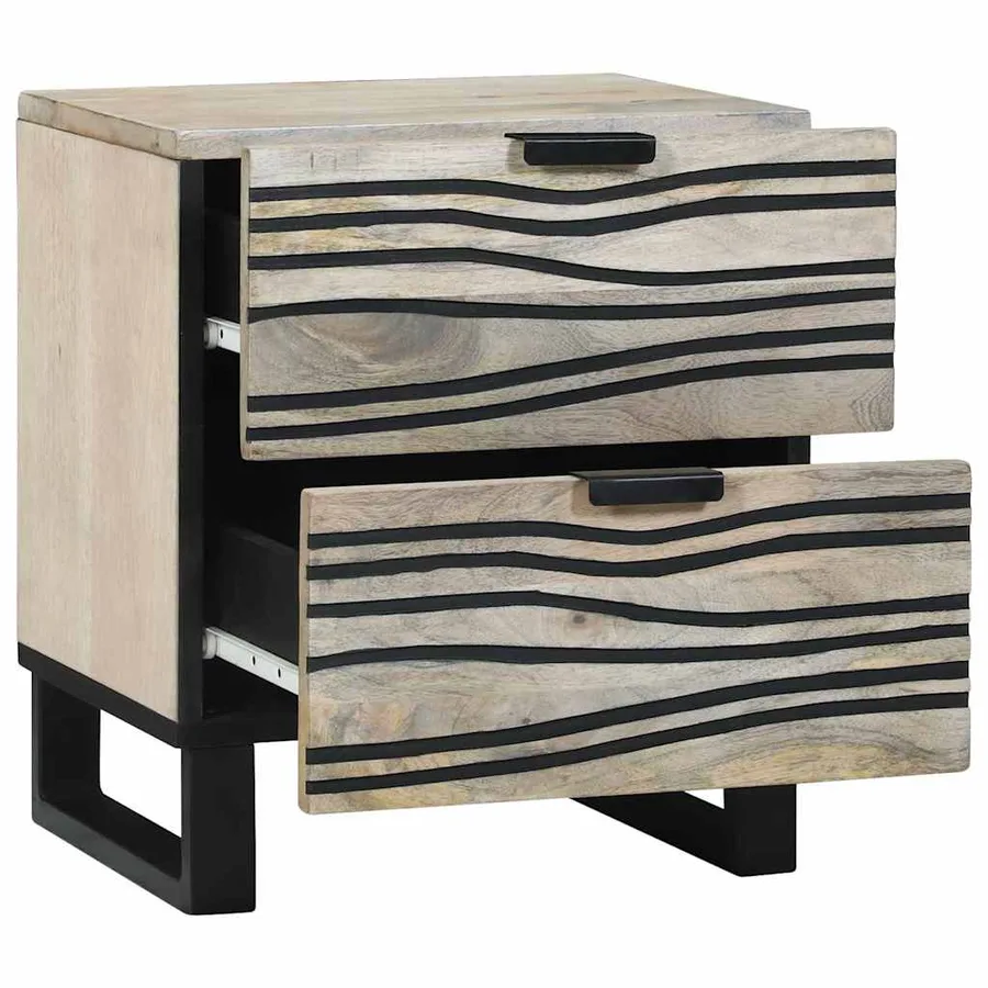 Table de chevet 2 pcs Blanc 40 x 33 x 46 cm Bois d'ingénierie - 3