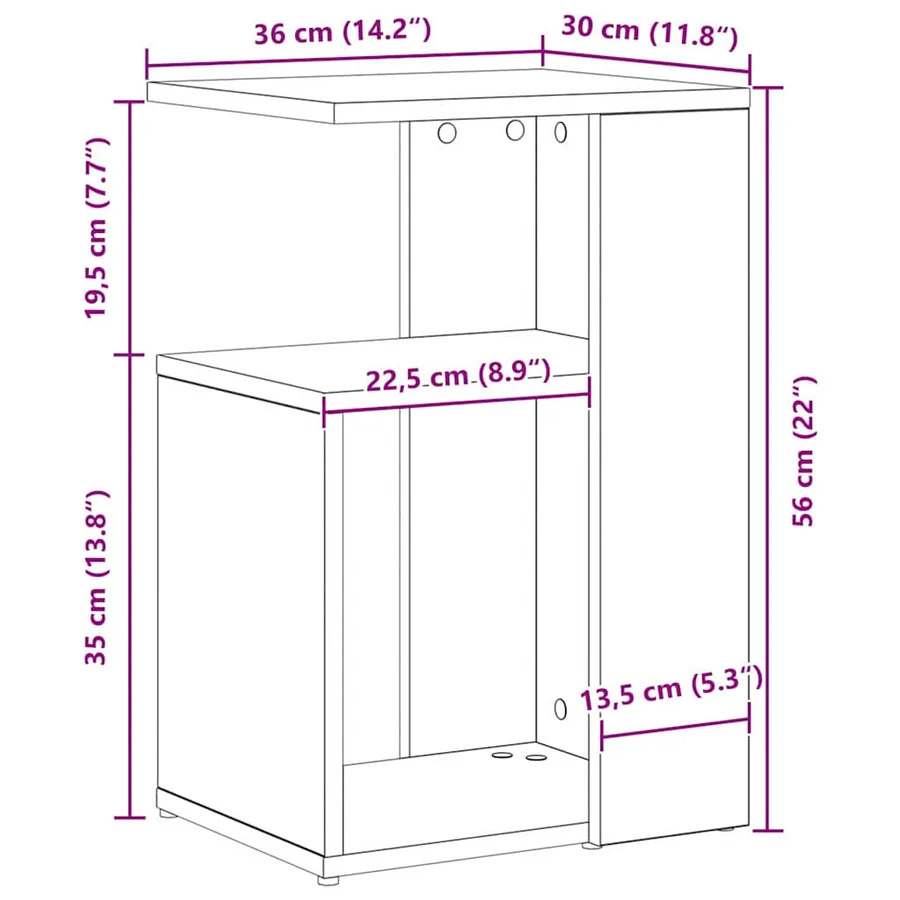 Table d'appoint Chêne noir 36 x 30 x 56 cm Bois d'ingénierie - 10