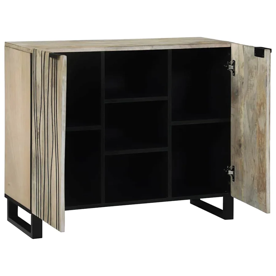Buffet Blanc 90 x 33 x 75 cm bois de manguier massif - 2