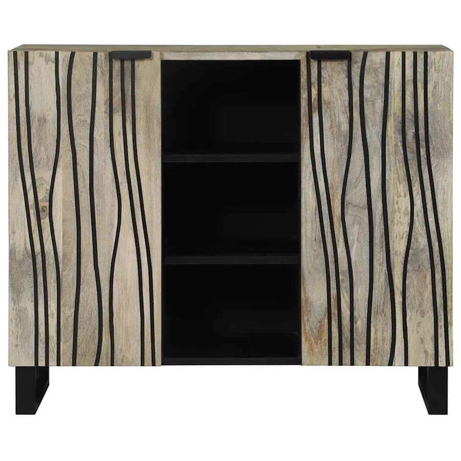 Buffet Blanc 90 x 33 x 75 cm bois de manguier massif - 3