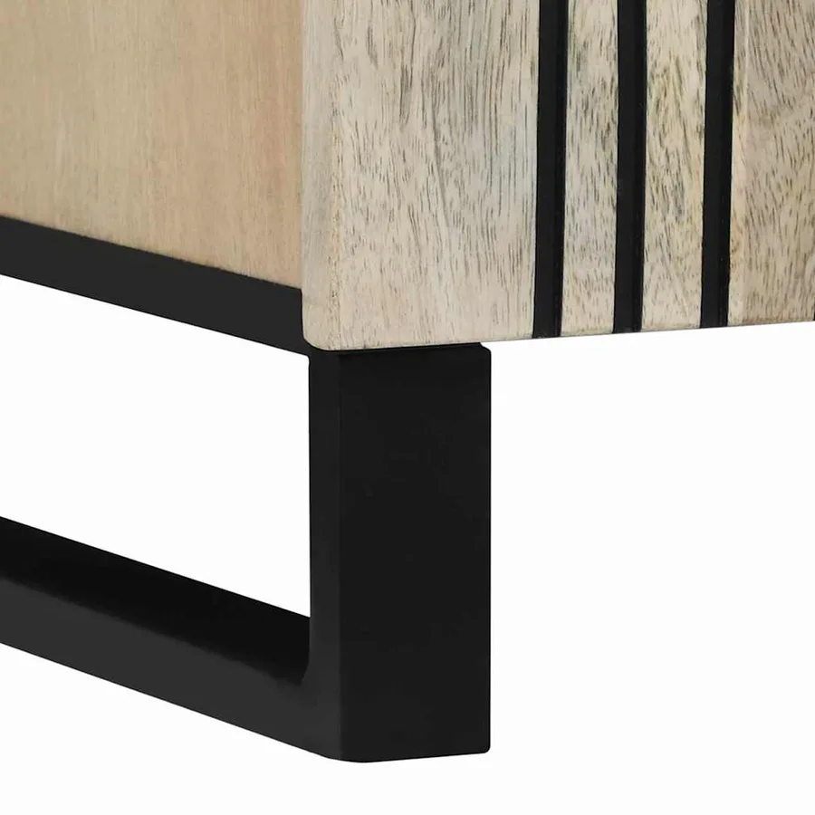 Buffet Blanc 90 x 33 x 75 cm bois de manguier massif - 8
