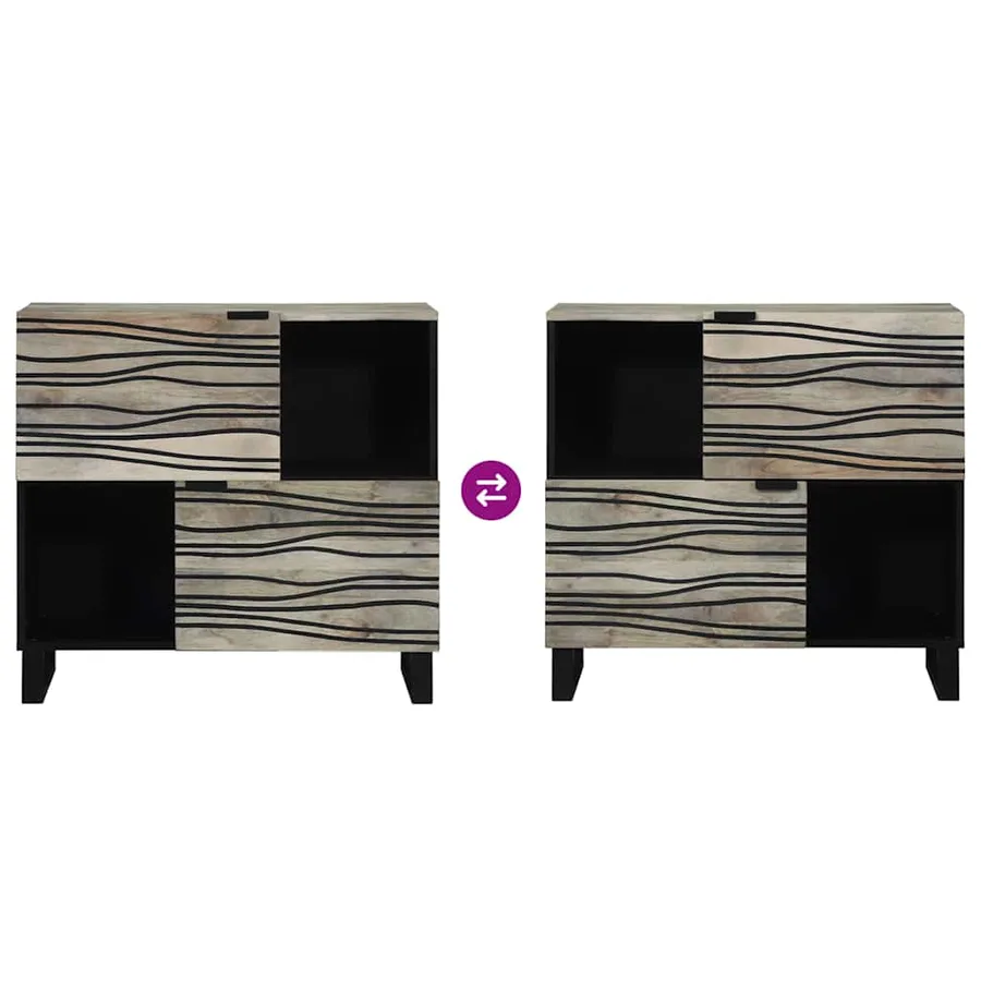 Buffet Blanc 80 x 33 x 75 cm bois de manguier massif - 10