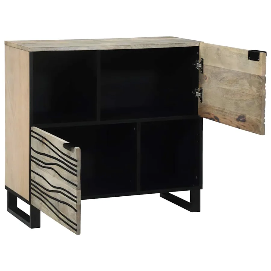 Buffet Blanc 80 x 33 x 75 cm bois de manguier massif - 2