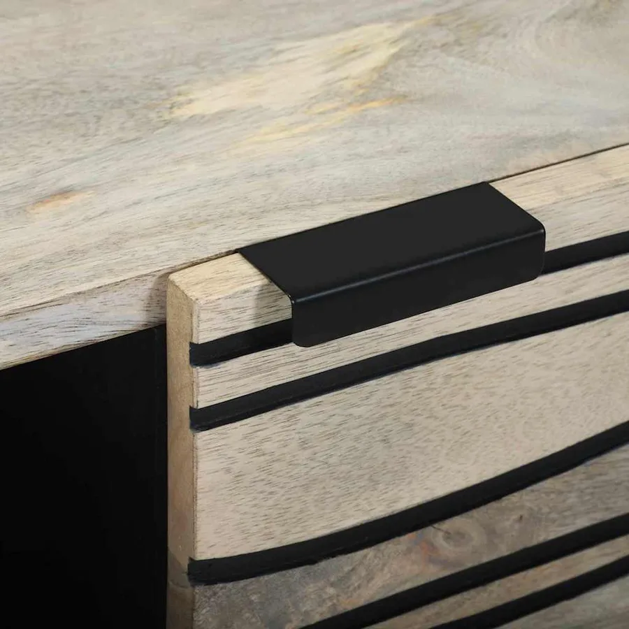 Buffet Blanc 80 x 33 x 75 cm bois de manguier massif - 7
