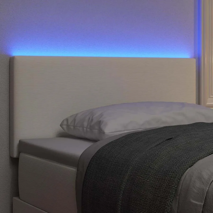 Tête de lit LED Crème 100 cm Tissu en velours côtelé - 4