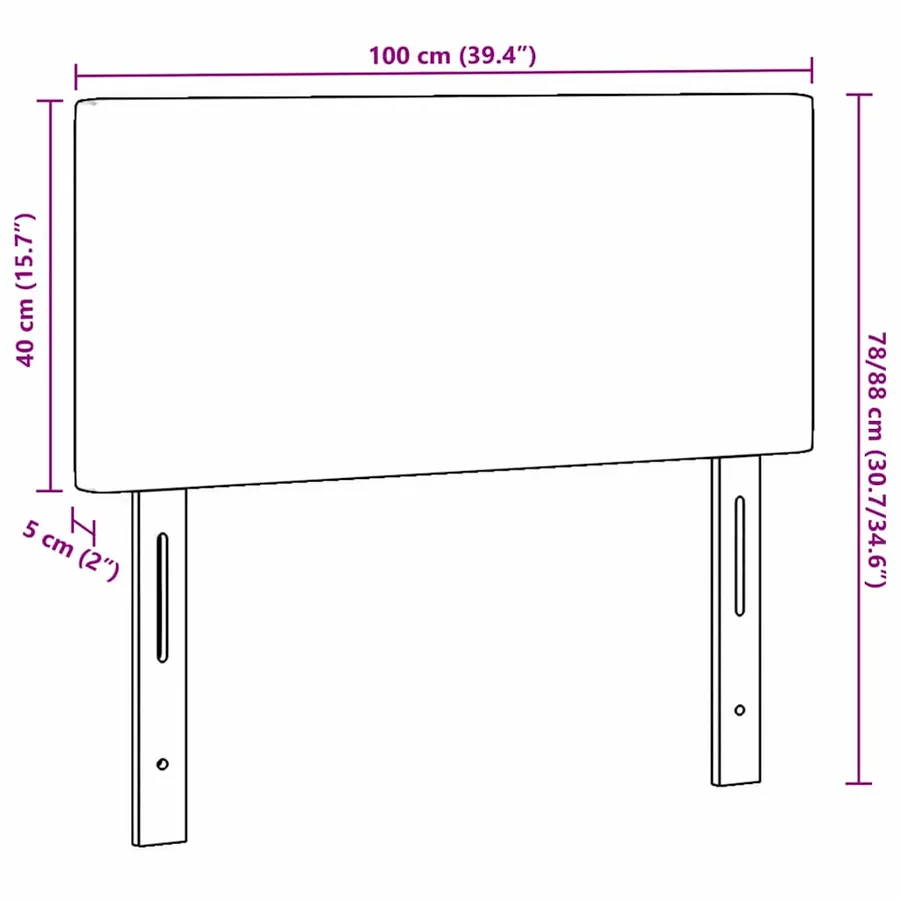 Tête de lit LED Crème 100 cm Tissu en velours côtelé - 8