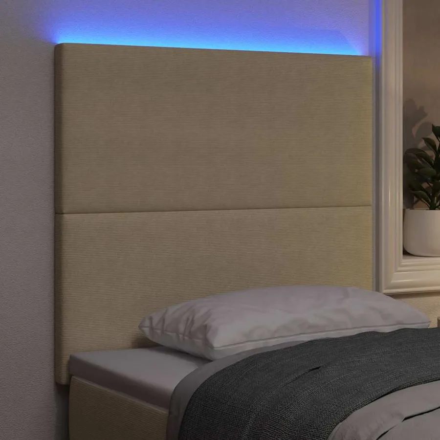 Tête de lit LED Vert gris 100 cm Tissu en velours côtelé - 4