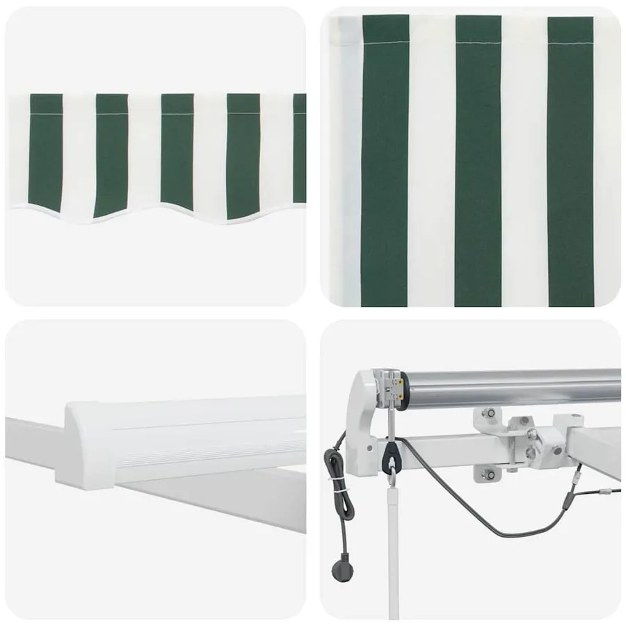 Auvent rétractable Vert et blanc 400 × 300 cm Polyester - 10