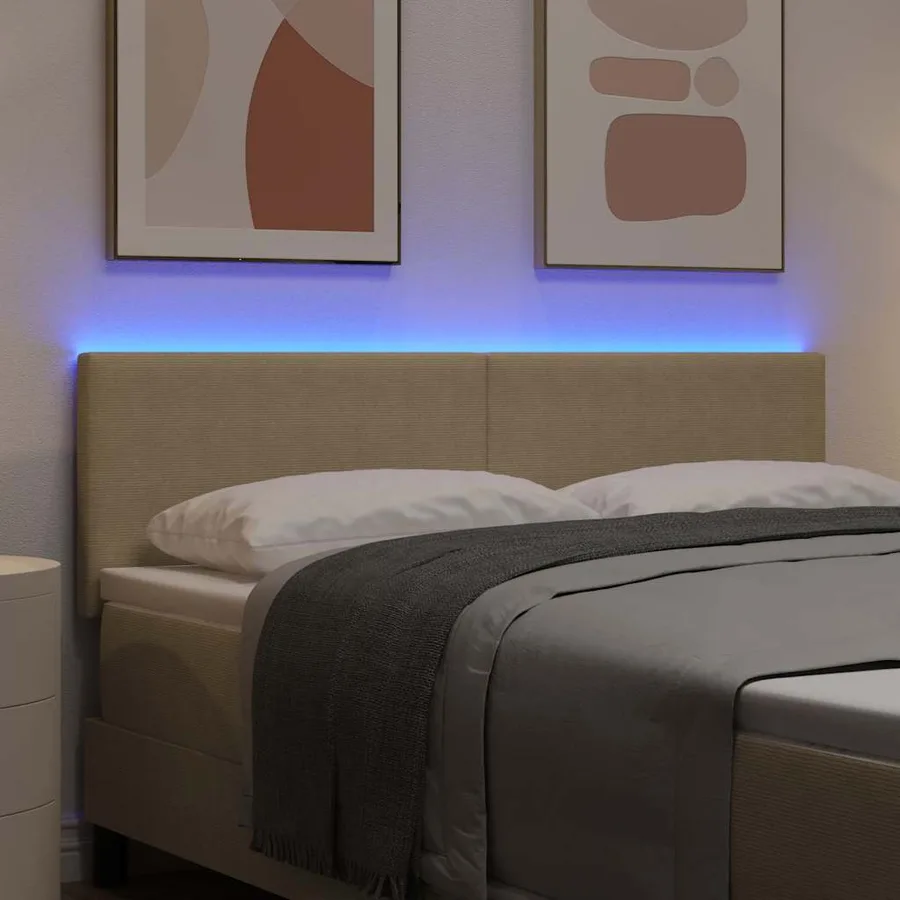 Tête de lit LED Vert gris 144 cm Tissu en velours côtelé - 4