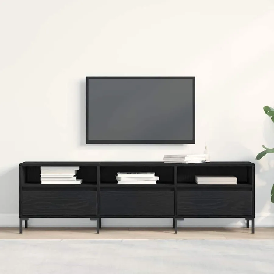 Meuble TV Chêne noir 150 x 30 x 44,5 cm Bois d'ingénierie - 4