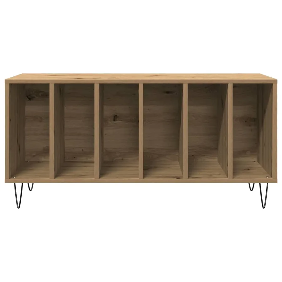Meuble à vinyles chêne artisanal 100 x 38 x 48 cm - 5