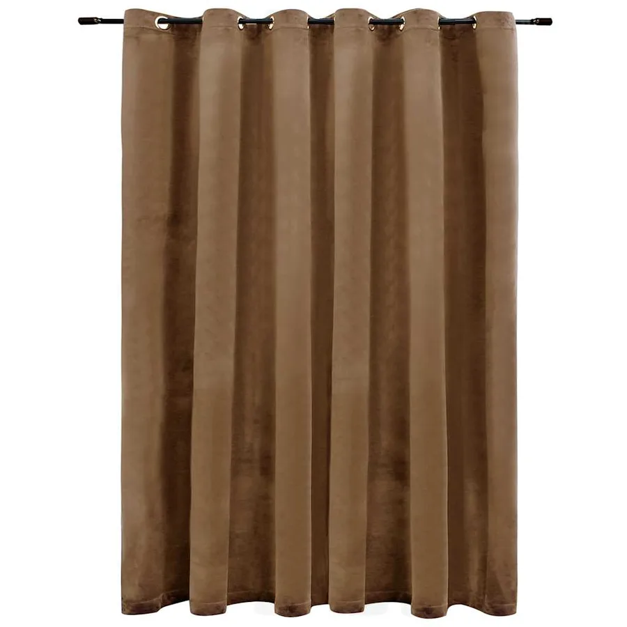Rideau occultant avec anneaux en métal Velours Beige 290x245 cm - 2