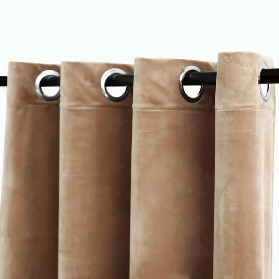 Rideau occultant avec anneaux en métal Velours Beige 290x245 cm - 4
