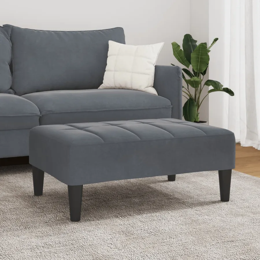 Repose-pied gris foncé 77x55x31 cm velours - 3