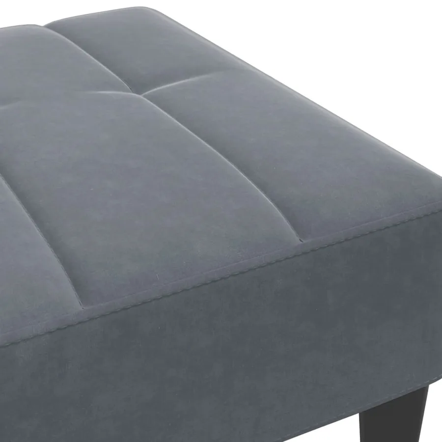 Repose-pied gris foncé 77x55x31 cm velours - 6