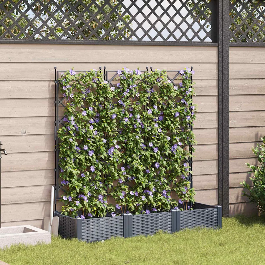 Cache-pot de jardin 3 pc Gris 120 x 40 x 125,5 cm PP