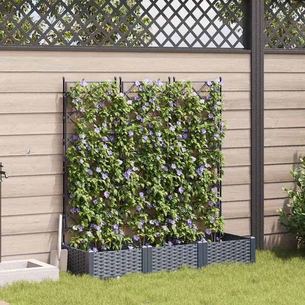 Cache-pot de jardin 3 pc Gris 120 x 40 x 125,5 cm PP