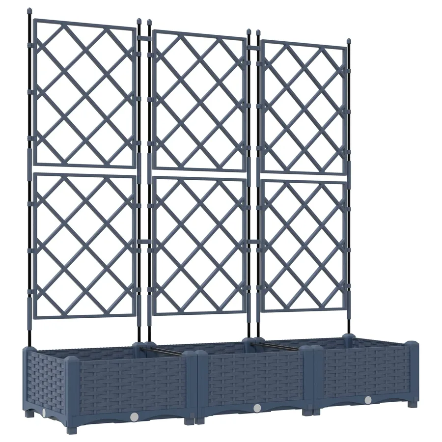 Cache-pot de jardin 3 pc Gris 120 x 40 x 125,5 cm PP - 2