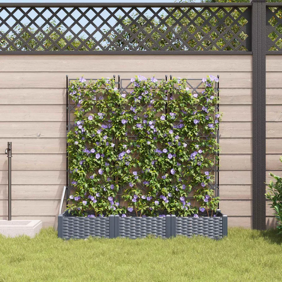 Cache-pot de jardin 3 pc Gris 120 x 40 x 125,5 cm PP - 3