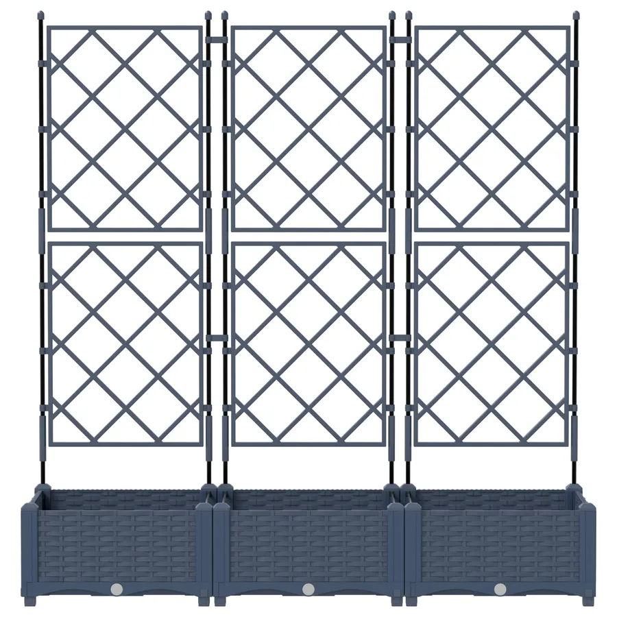 Cache-pot de jardin 3 pc Gris 120 x 40 x 125,5 cm PP - 4