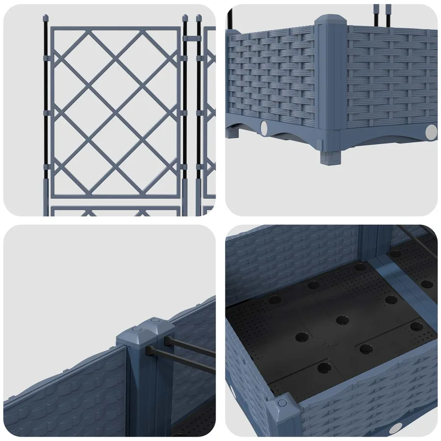 Cache-pot de jardin 3 pc Gris 120 x 40 x 125,5 cm PP - 7