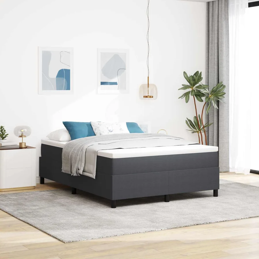 Cadre de lit plateforme Gris foncé 140 x 190 cm
