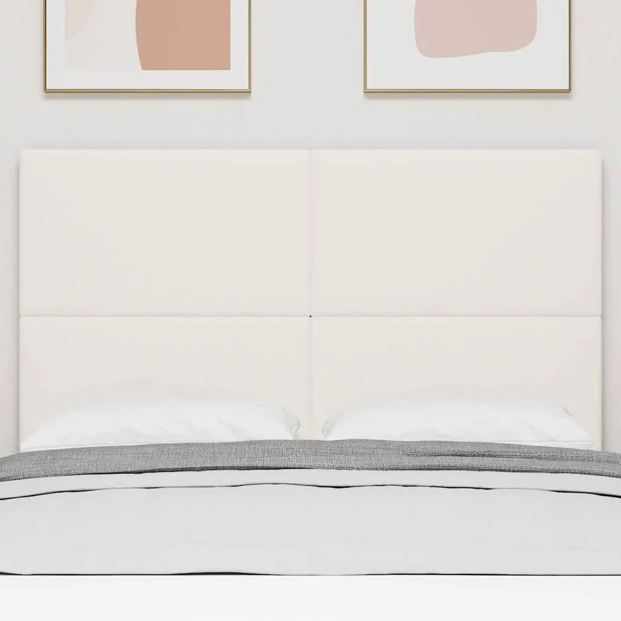 Tête de lit Crème 144 cm Tissu en velours côtelé - 3