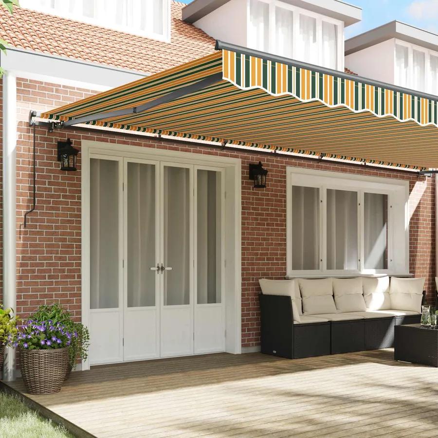 Auvent rétractable Vert et jaune 600 × 300 cm - 3