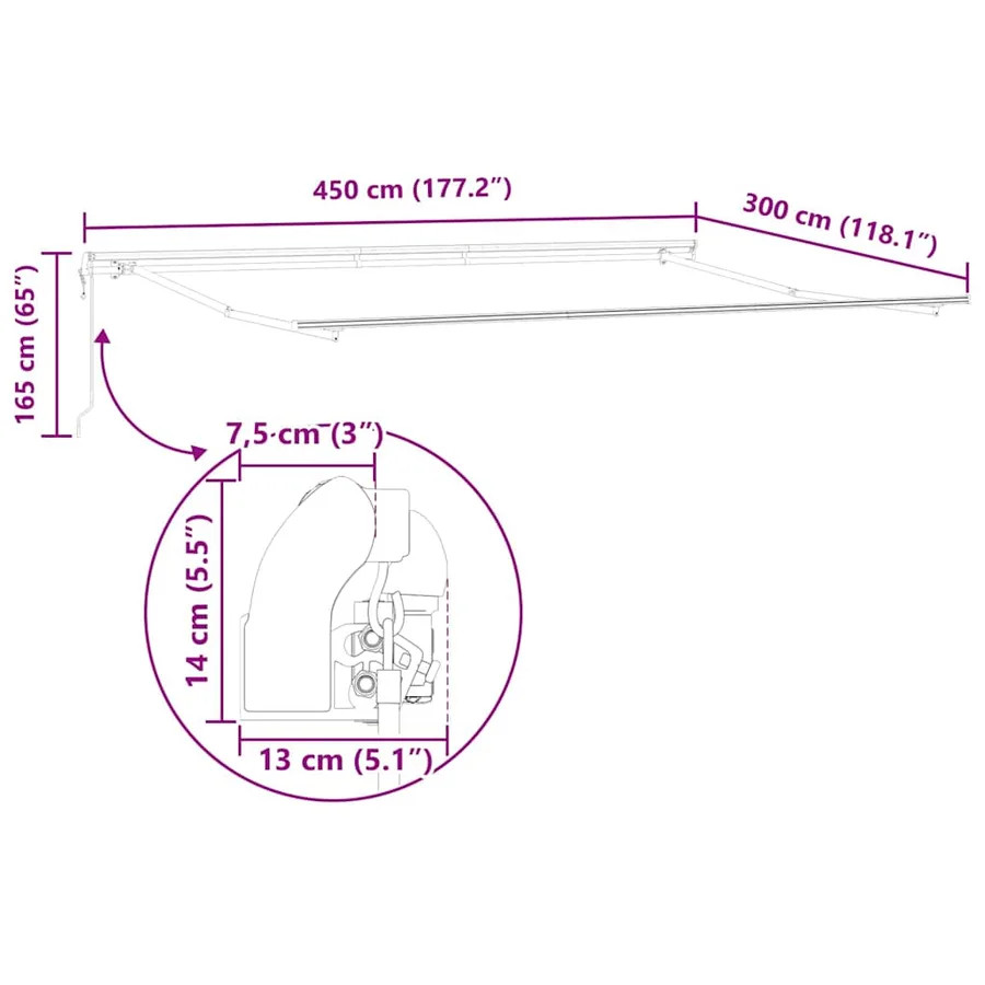 Auvent rétractable Vert et blanc 450 × 300 cm - 13