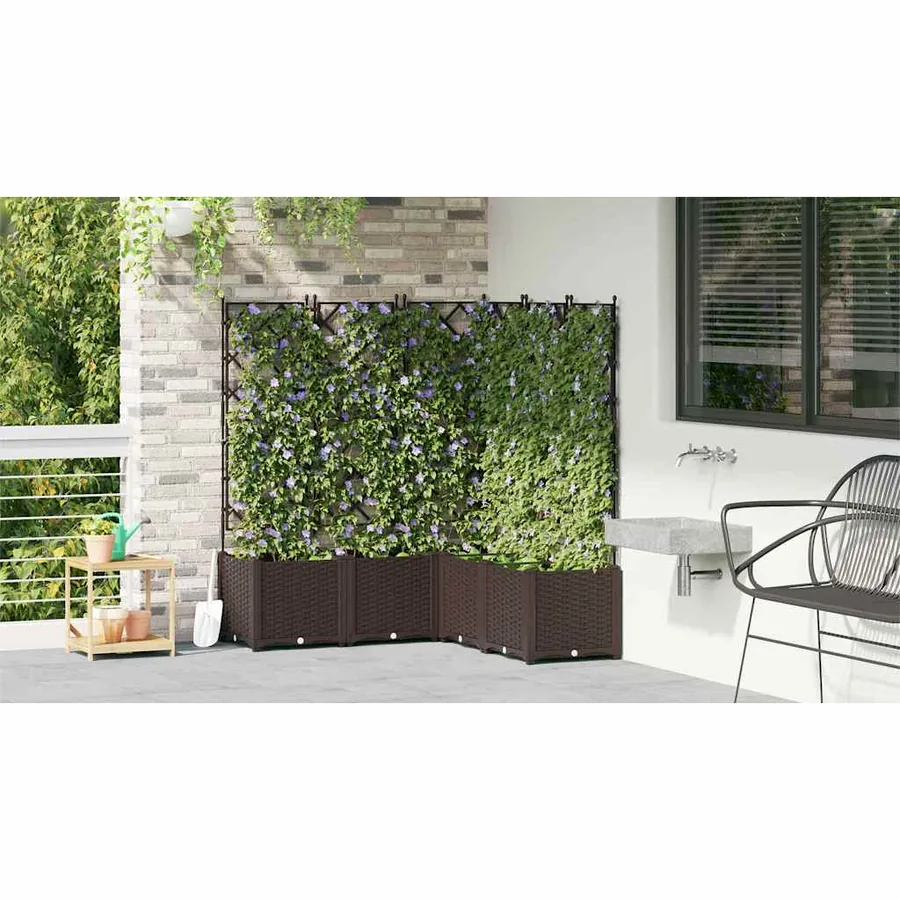 Cache-pot de jardin 5 pc Marron 120 x 120 x 143 cm PP - 4